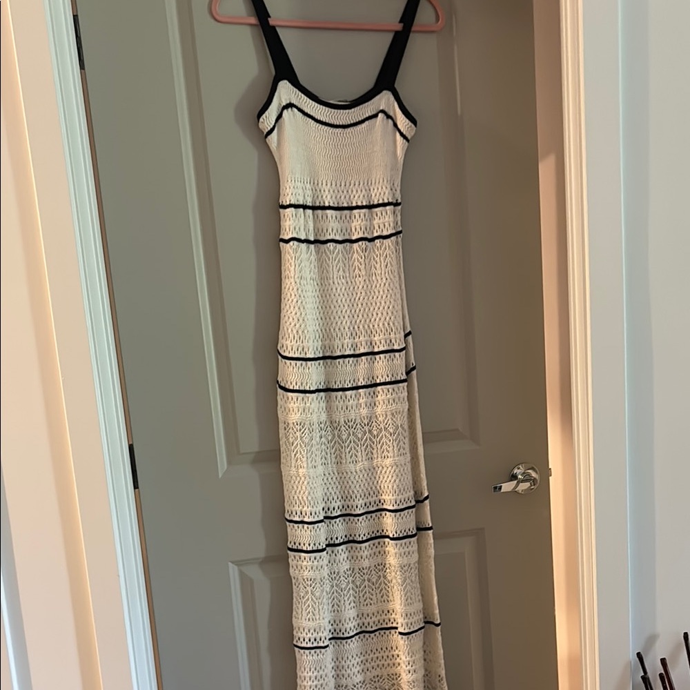 Abercrombie & Fitch Cream and Black Sheath Maxi Dress Spaghetti Strap